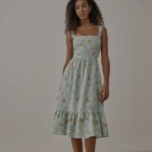 Reformation Manet Linen Midi Dress 0